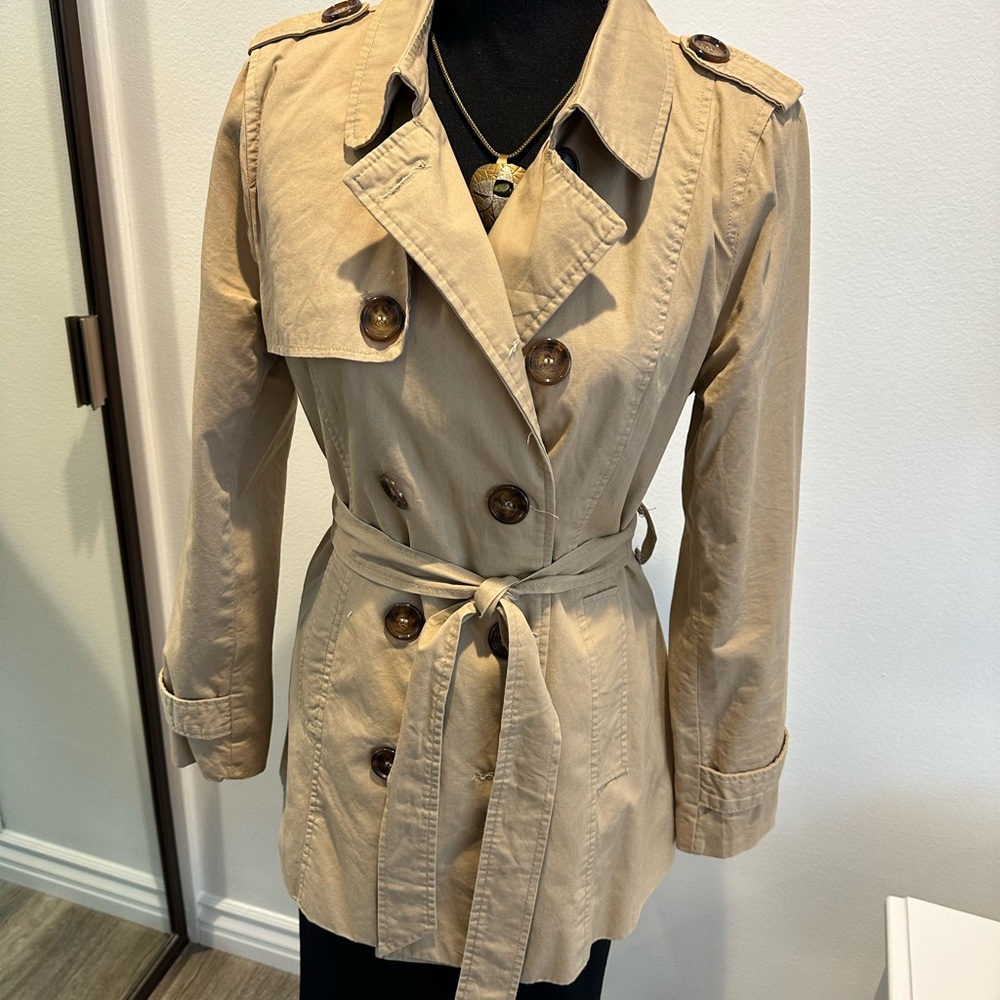 Beige Trench coat- highly stylish.. dress up and down with jeans and a dress